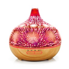 59370659 - 400ml 3D Ultrasonic Essential Oil Aroma Diffuser (Glass) (Colour: Light Brown)