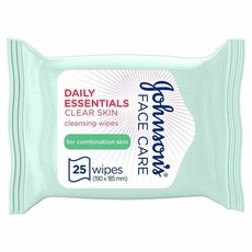 JOHNSON'S, Cleansing Wipes, Daily Essentials, Clear Skin, Combination Skin, Pack of 25 wipes