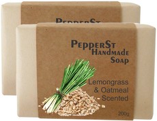PepperSt Handmade Glycerine Soap - Lemongrass & Oats (2 x 200g)