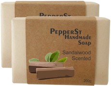 PepperSt Handmade Glycerine Soap - Sandalwood (2 X 200g)
