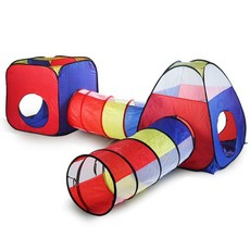 Kids Indoor and Outdoor Play Tent with Crawling Tunnels - Multicolour