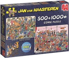 Jan Van Haasteren Lets Party 500 + 1000 Piece Puzzle combo