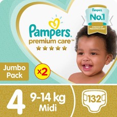 Pampers Premium Care - Size 4 Twin Jumbo Pack - 2 x 66 Nappies