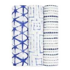 Aden + Anais Bamboo 3 Pack Swaddles - Indigo Shibori