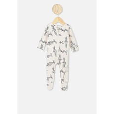 Cotton On The Long Sleeve Zip Romper - Vanilla/ Bugs Bunny
