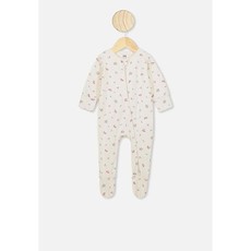 Cotton On The Long Sleeve Zip Romper - Dark Vanilla/ Floral Fields