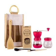 Ryo Coffee Coffee Gift Bag - Pink Grinder + 300g unroasted beans