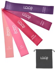 Resistance Loop Exercise Bands Set of 5 Fitness Gym Yoga Rehabilitation - Purple