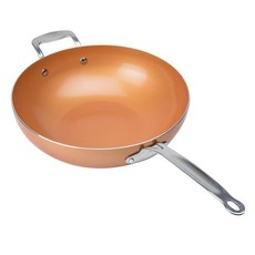 MasterPan Chef's Wok with Glass Lid - 12" 30cm - Copper Colour