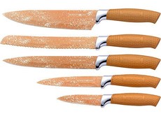 Royalty Line Non-Stick Coating Knife Set 5 Piece with Stand - Gold