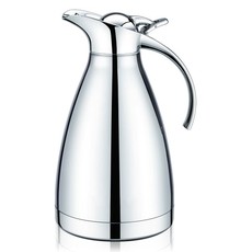 Stainless steel mirror finish vacuum jug with metal lid (1.4L)