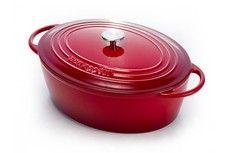 Capri - 33cm Enamel Coated Red Cast Iron Oval Casserole (Non-Stick)