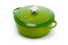 Capri - 24cm Enamel Coated Green Cast Iron Casserole (Non-Stick)