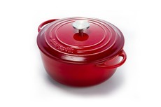 Capri - 24cm Enamel Coated Red Cast Iron Casserole (Non-Stick)