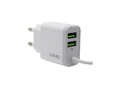 LDNIO Smart Fast Charger 2-Port USB Charger with Built-In Micro-USB Cable