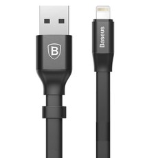 Baseus 23cm - 2A Flat Nimble USB Type-A 2.0 to Lightning Cable - Black