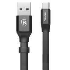 Baseus 0.2m - 2A Flat Nimble USB Type-A 2.0 to Type-C Cable - Black