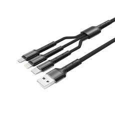 LDNIO 3-in-1 Fast Charging Cable for Type-C, Micro-USB & Lightning (1.2M)