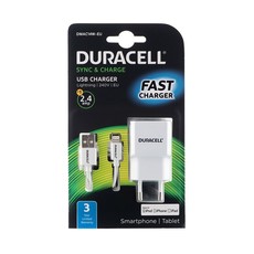 Duracell Fast Charging Wall Charger with Lightning Cable 2.4A - White