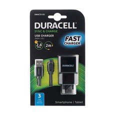 Duracell Fast Charging Wall Charger with Micro USB Cable 2.4A - Black