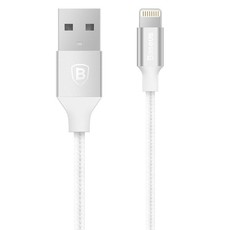 Baseus 1m - 2A Yashine USB Type-A 2.0 to Lightning Cable - White & Silver