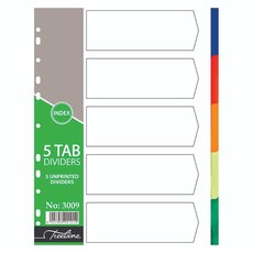 Treeline A4 Index 5 Tab Rainbow PVC Divider