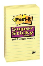 3M Post-It Lined Super Sticky Notes Canary Yellow - 90 sheets - 5 Pads