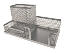 SDS M420S Wire Mesh Metal Cube, Clip & Pen Holder - Silver