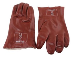 Skudo PVC Medium Duty Gloves with Safety Cuff - Red