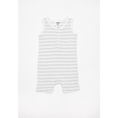 Cotton On Sleeveless Short Leg Romper - Kyle Stripe Cloud Marle/ White