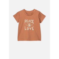Cotton On Jamie Short Sleeve Tee - Amber Brown/ Peace Love