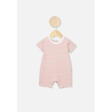 Cotton On The Short Sleeve Romper - Chris Stripe White/ Clay Pigeon1
