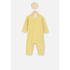 Cotton On The Long Sleeve Snap Romper - Vintage Honey/ Edith Floral