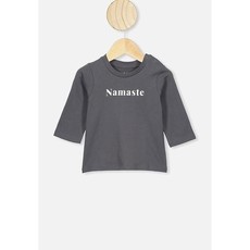 Cotton On Jamie Long Sleeve Tee - Rabbit Grey/ Namaste