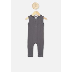 Cotton On The Sleeveless Long Leg Rib Romper - Rabbit Grey
