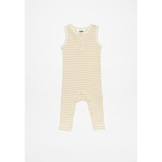 Cotton On Sleeveless Rib Romper - Stripe Dark Vanilla/ Vintage Honey