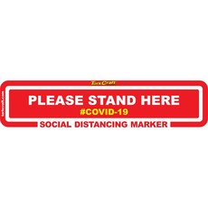 Covid 19 - 450mm X 110mm Social Distancing Strips - Tork Craft Red Stand Here