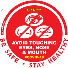 Covid 19 - 170mm Round Awareness Graphic - Tork Craft Red No Touch Face