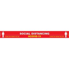 Covid 19 - 800mm X 80mm Social Distancing Strips - Tork Craft Red Behind Line