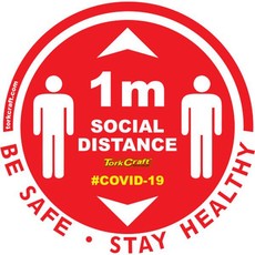 Covid 19 - 300mm Round Social Distancing Graphic - Tork Craft Double Arrow Filled Social Red