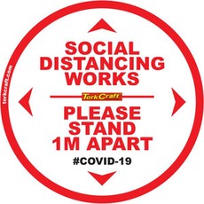 Covid 19 - 300mm Round Social Distancing Graphic - Tork Craft Double White 1.0 Mtr Apart