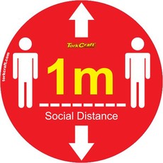 Covid 19 - 400mm Round Social Distancing Graphic - Tork Craft Double Arrow Social Red Please