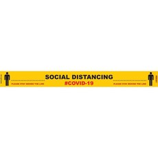 Covid 19 - 800mm X 80mm Social Distancing Strips - Tork Craft Yellow Behind Line