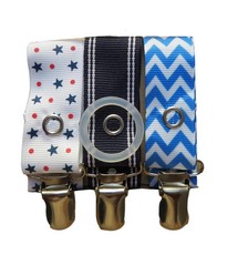 Red Dots & Blue Stars, Navy Blue Stripes & Blue Chevron Dummy Ribbon Set