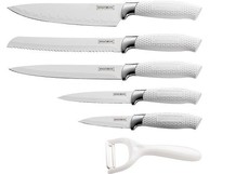 Royalty Line 5-Piece New Wave Design Handle Non-Stick Knife Set - White