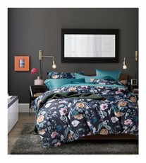 Linen Boutique - Duvet Cover 300TC 4 pcs - Floral Cadetblue