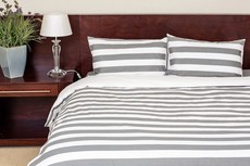 Dreyer Percale Striped Duvet Cover Set - Grey & White