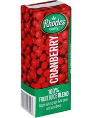 Rhodes 100% Fruit Juice Cranberry 24 x 200 ML