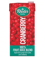Rhodes 100% Fruit Juice Cranberry 6 x 1 LT