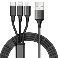 3-in-1 1.2M USB Charging Cable (Type-C /Micro USB /Lightning) - 3 Pack